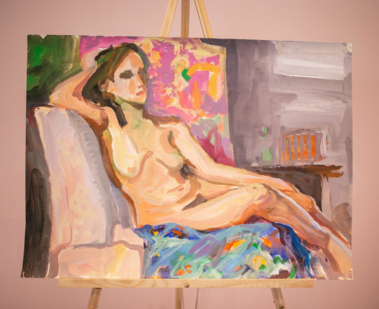 Vintage - Woman Lounging - Original Painting