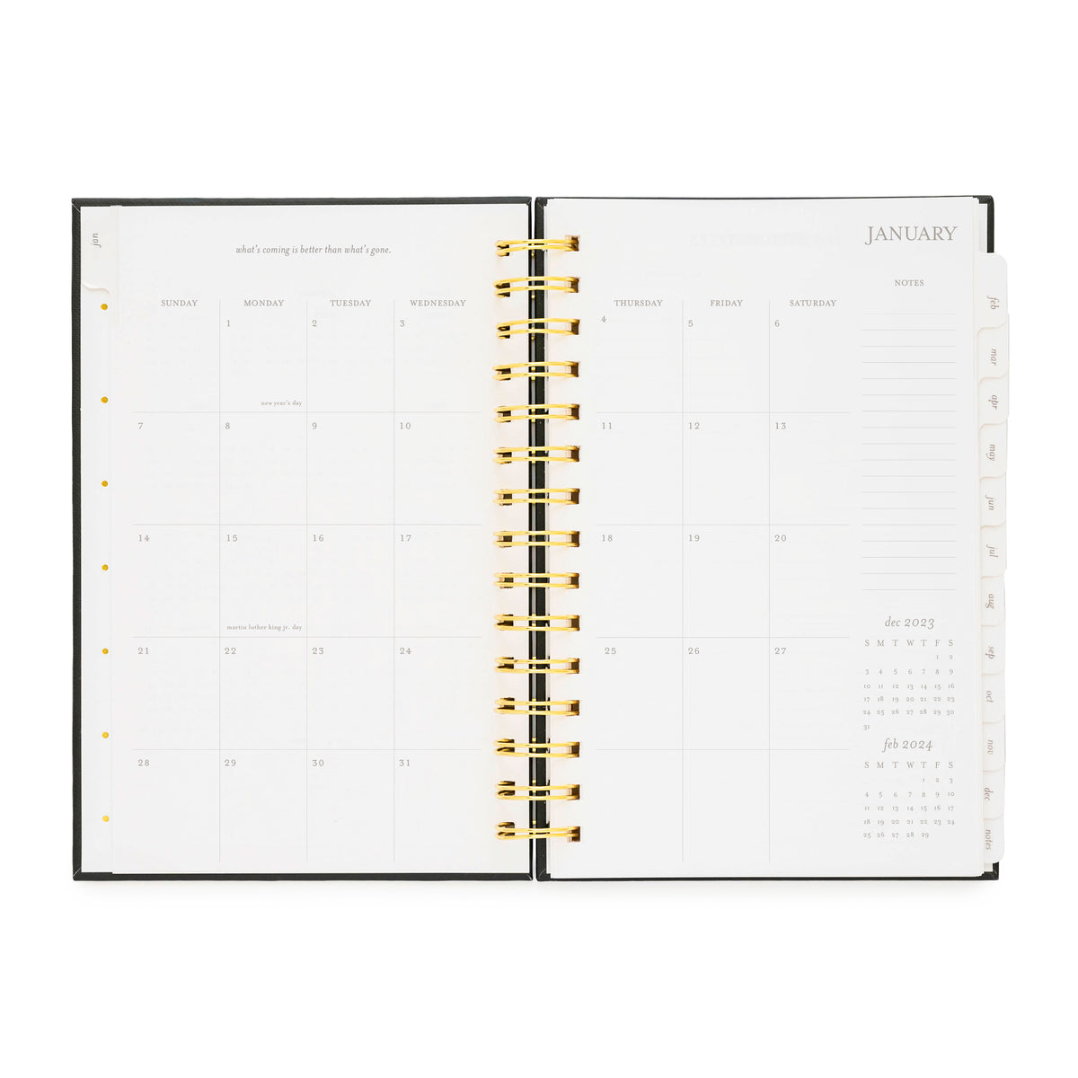 Small Spiral Black Swiss Dot Planner