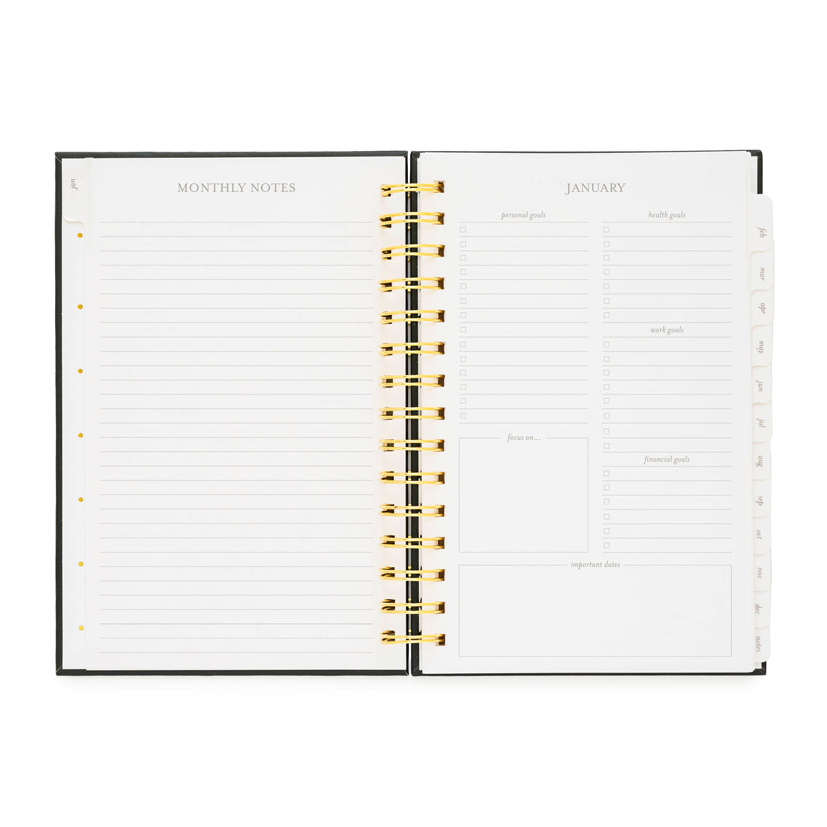 Small Spiral Black Swiss Dot Planner