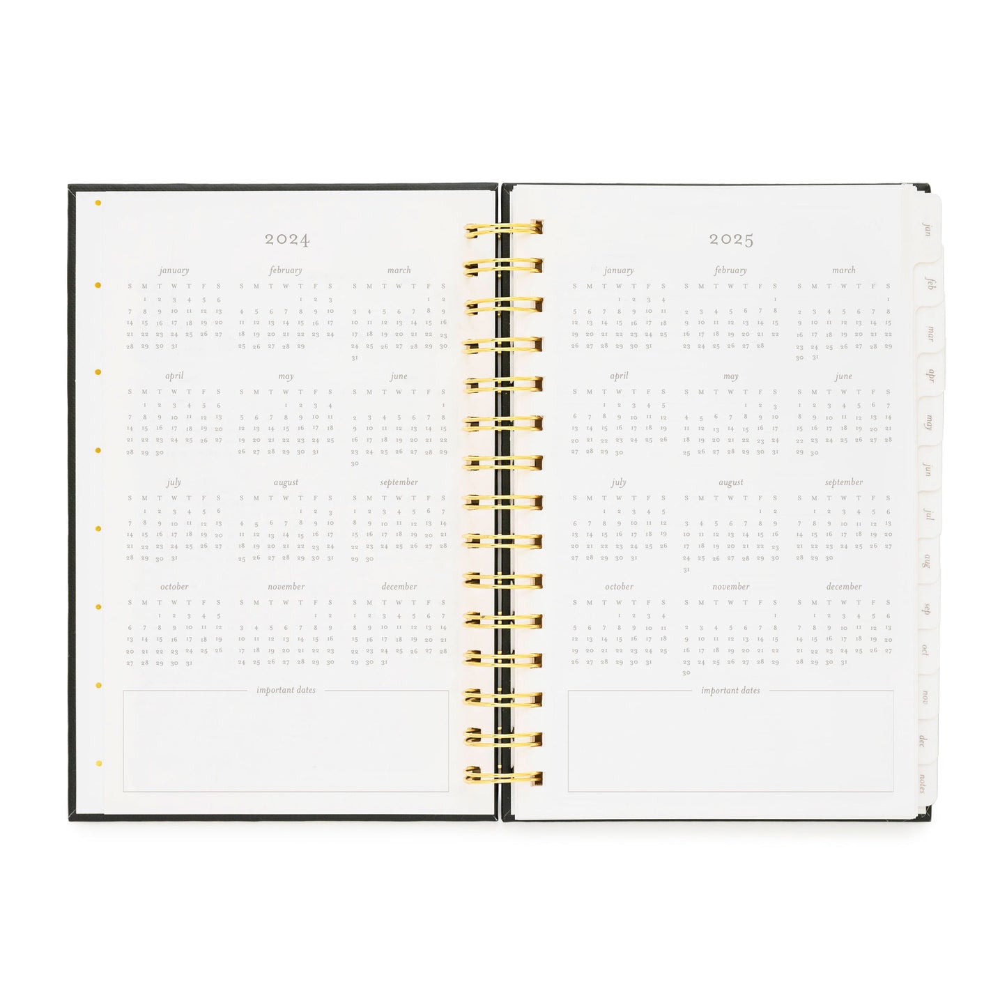 Small Spiral Black Swiss Dot Planner