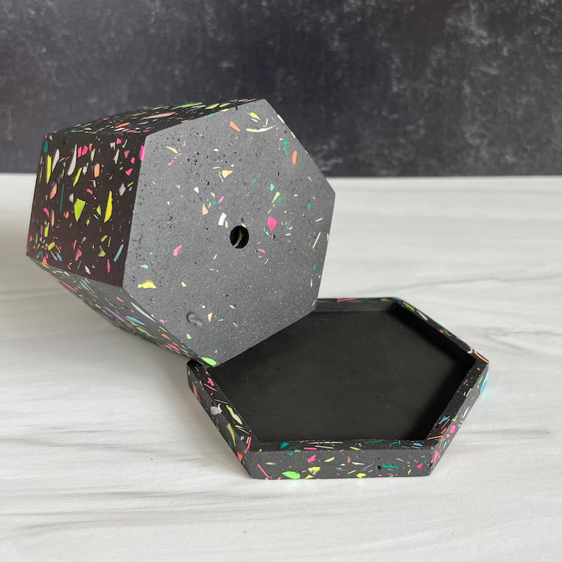 Neon Terrazzo Hexagon Planter