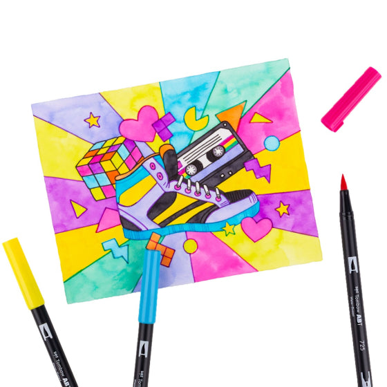 Dual Brush Pen Art Markers 10-Pack, Eighties