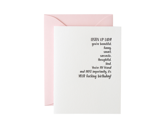 Listen Up Lady Birthday Card by Paper Epiphanies PiPH