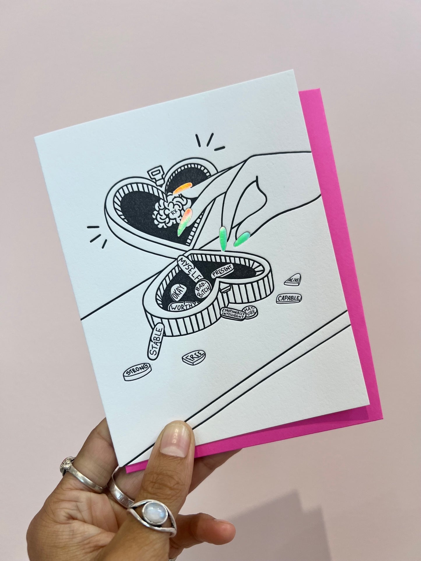 Pillbox Affirmations Card - Liz Deleo Collaboration PiPH by Paper Epiphanies
