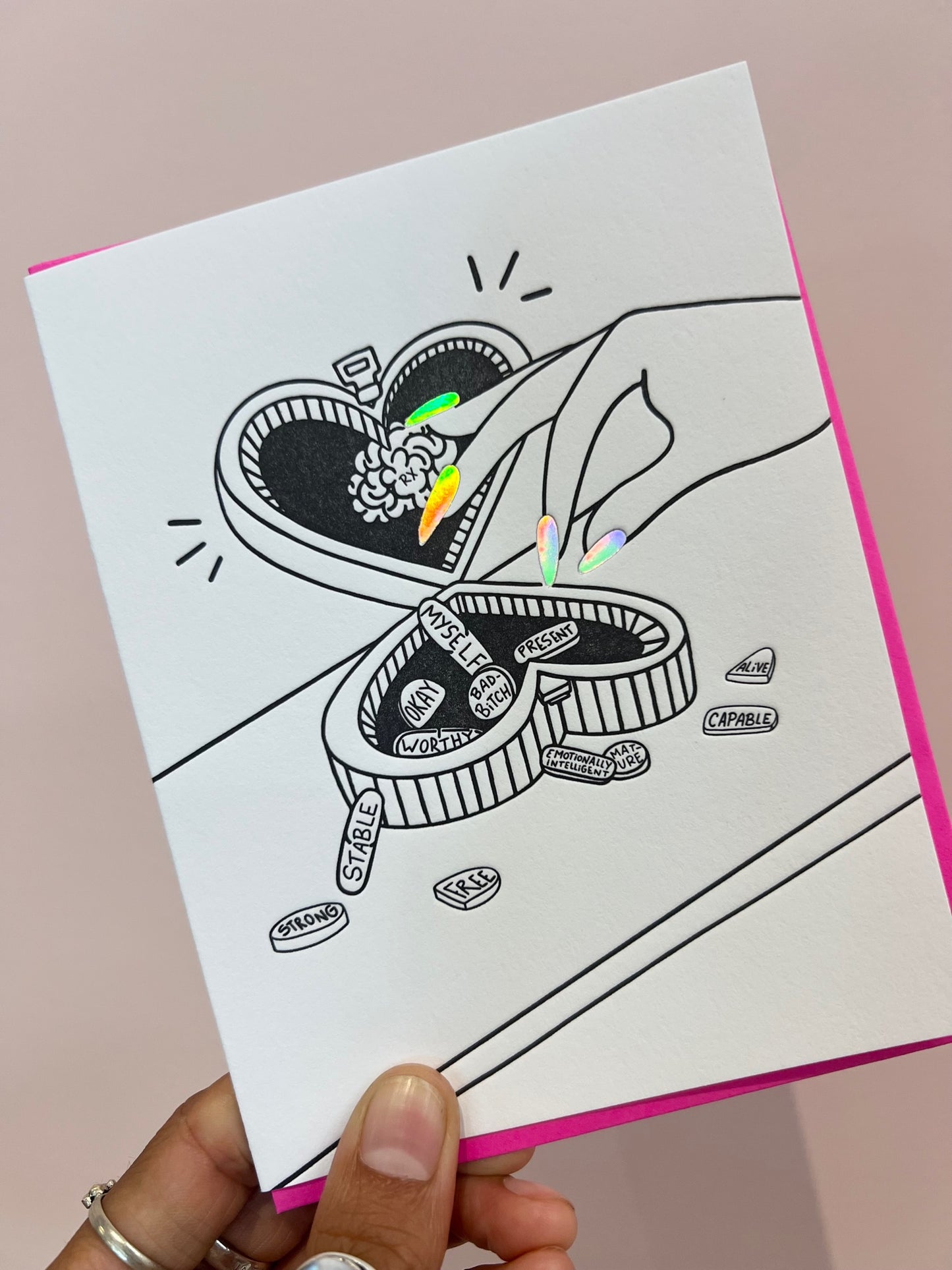 Pillbox Affirmations Card - Liz Deleo Collaboration PiPH by Paper Epiphanies
