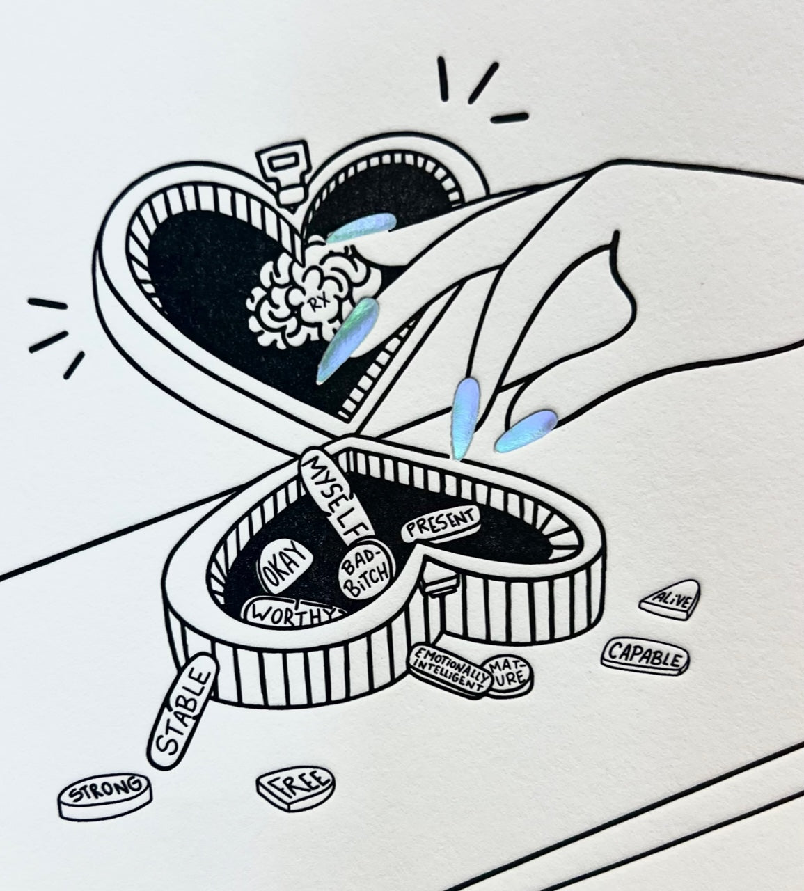 Pillbox Affirmations Card - Liz Deleo Collaboration PiPH by Paper Epiphanies