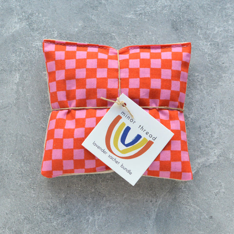 Pink & Red Checkerboard Lavender Sachet Bundle