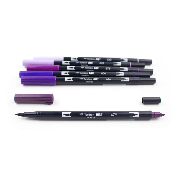 Dual Brush Pen 6 Color Set Purple Blendables