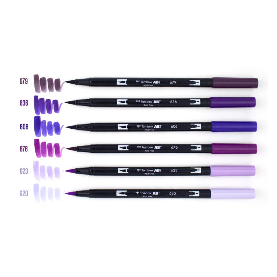 Dual Brush Pen 6 Color Set Purple Blendables