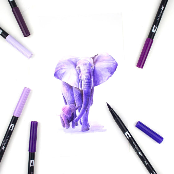 Dual Brush Pen 6 Color Set Purple Blendables