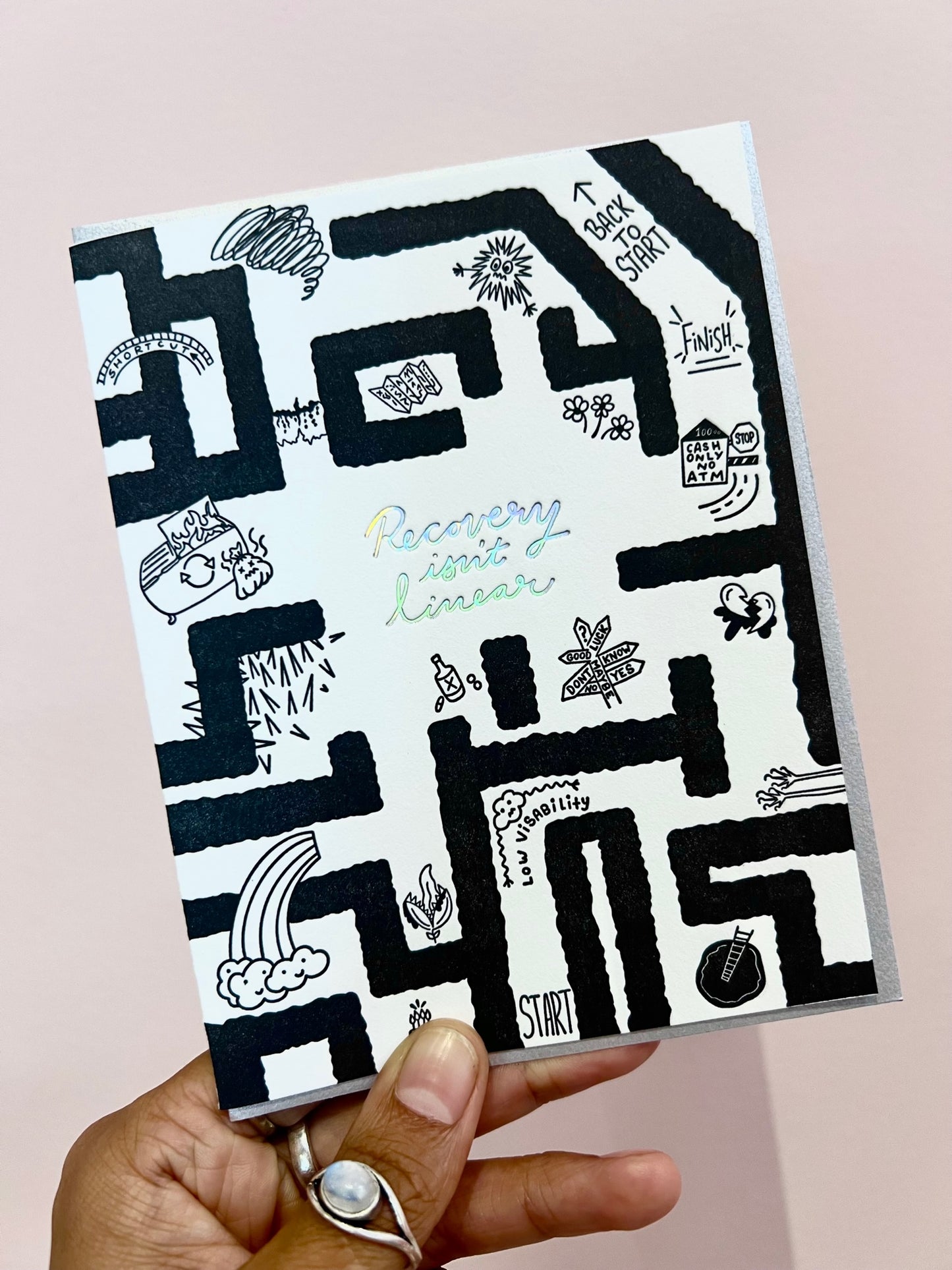 Recovery isn't Linear Maze Card - Liz Deleo Collaboration with PiPH by Paper Epiphanies