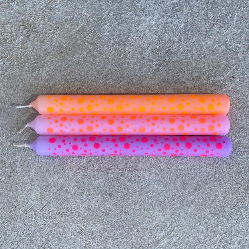 Dip Dye Neon Dots Candles