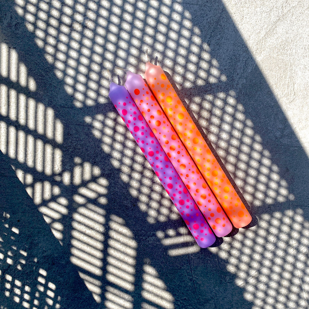 Dip Dye Neon Dots Candles