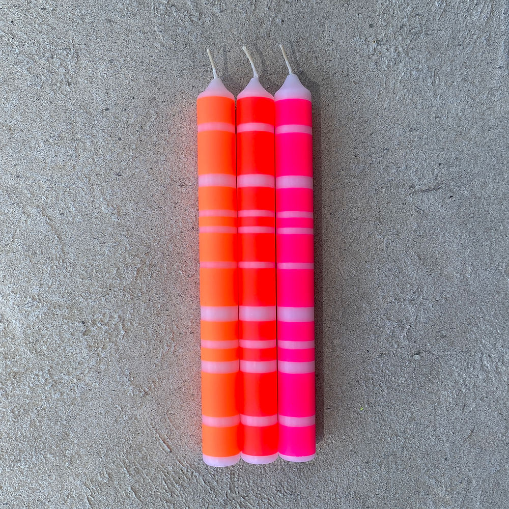 Dip Dye Neon Lines Candles