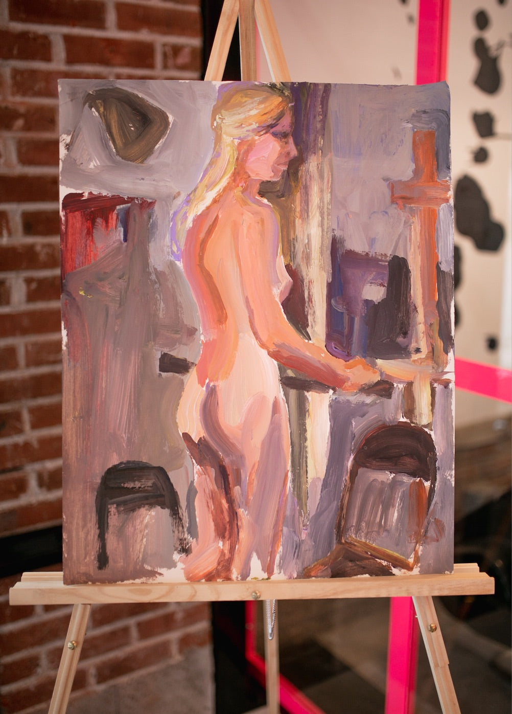 Vintage - Nude at Easel - Original Painting
