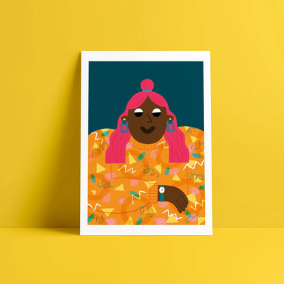 Lady in Yellow Sweater Art Print