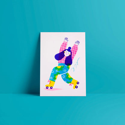 Roller Girl Risograph Mini Print