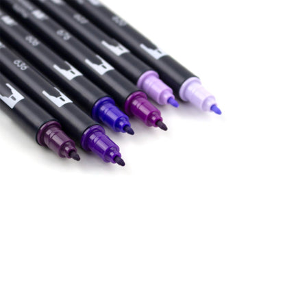 Dual Brush Pen 6 Color Set Purple Blendables