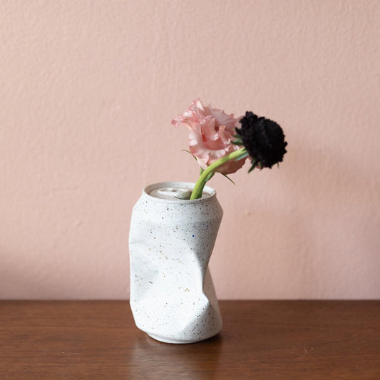 White Terrazzo Soda Can Vase